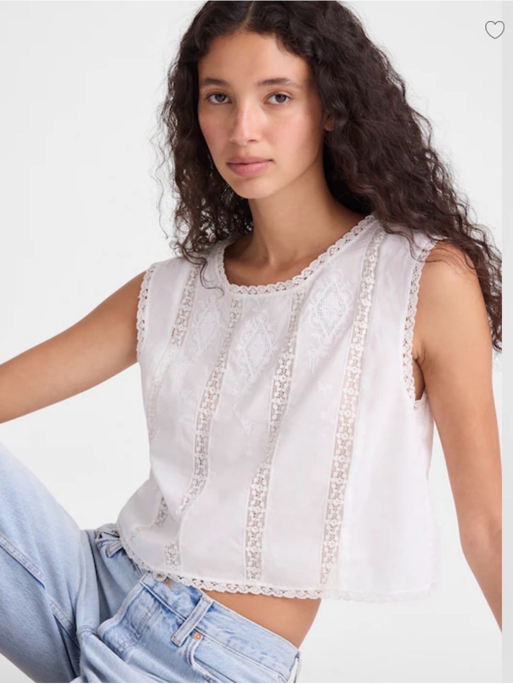 NWT Madewell White Lace Embroidered Sleeveless Crop Top Tank XS MSRP88$